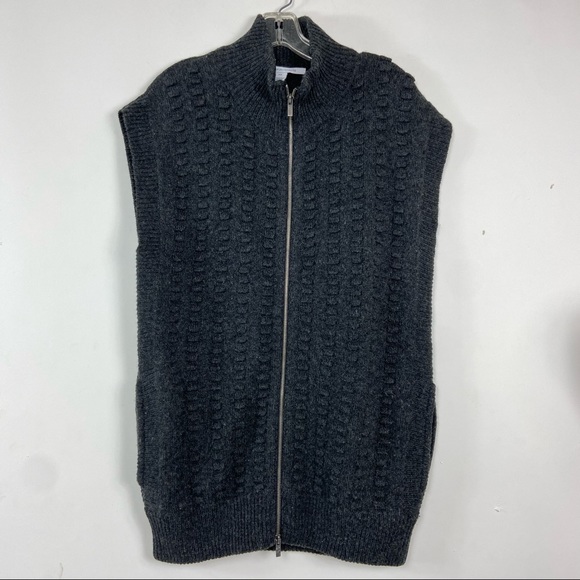 DVF lambswool cashmere park city long quilted gray zip vest S/P - Picture 4 of 14